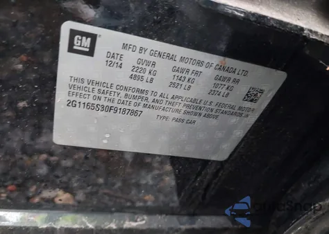 2015 Chevrolet Impala 2Lz z USA, uszkodzony, nr VIN 2G1165S30F9187867